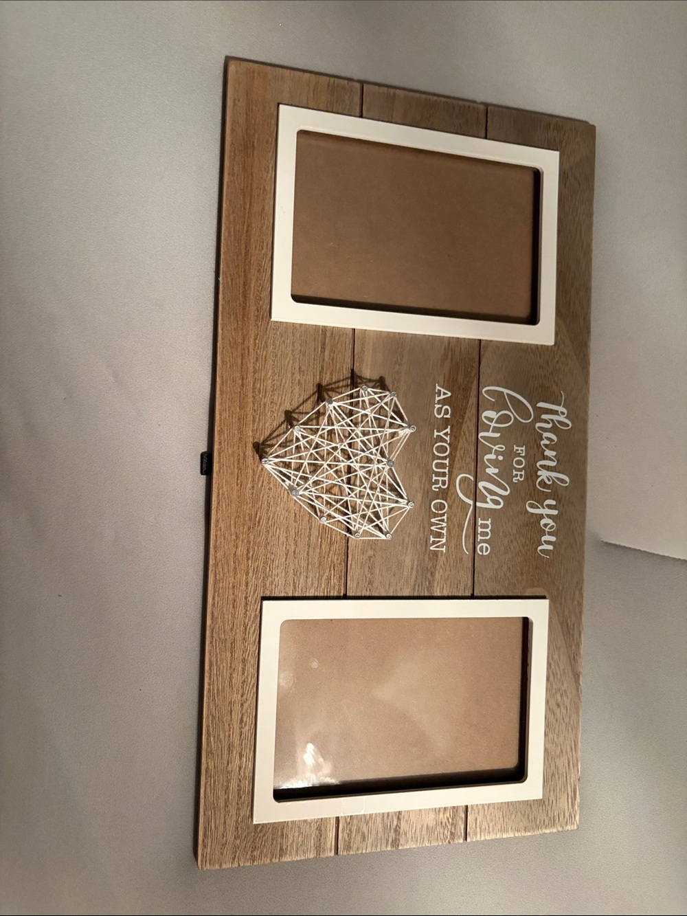 Rustic Brown Double Photo Frame with White Accents